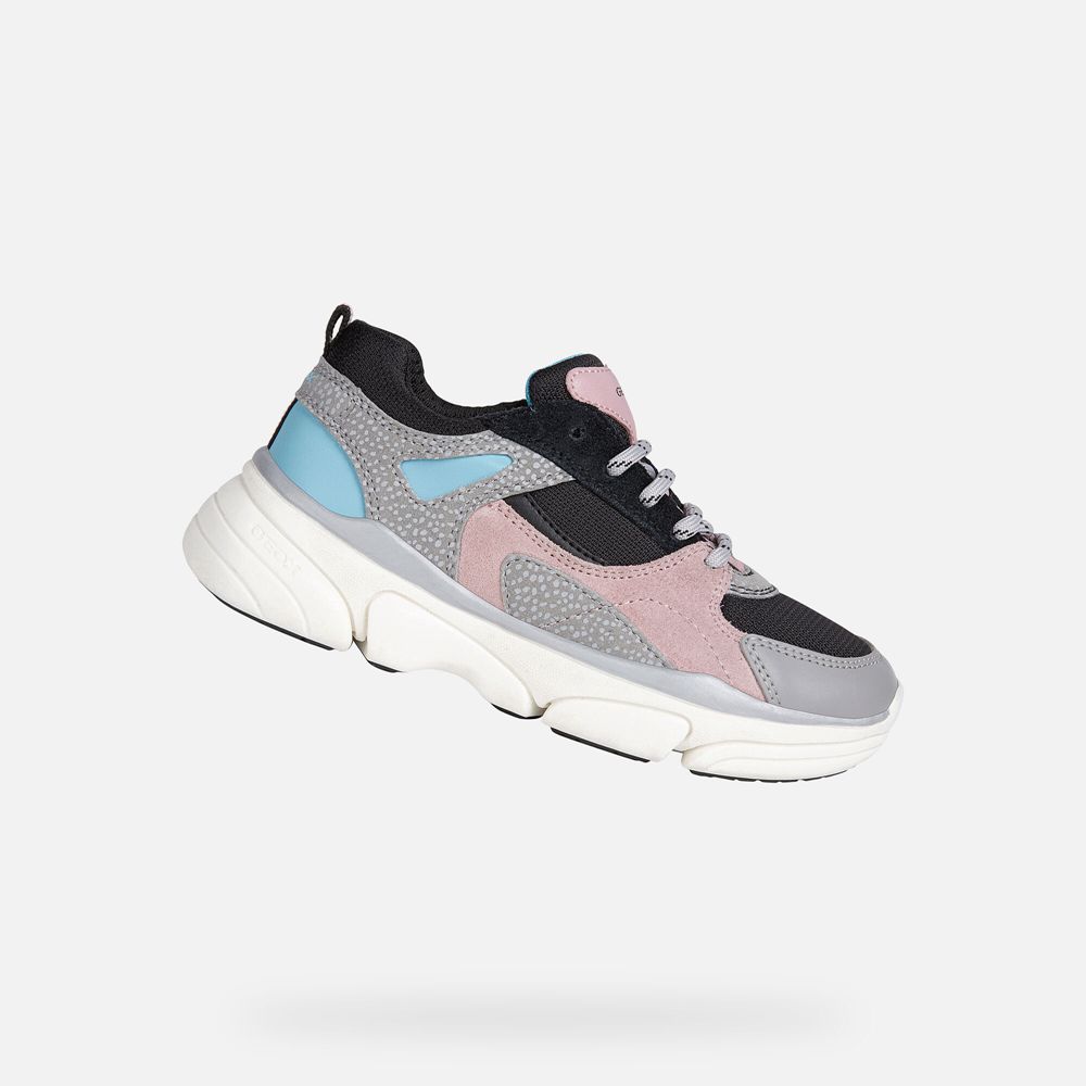 Geox Kiz Çocuk Spor Ayakkabı Gri/Pembe - Lunare - FEK-159640